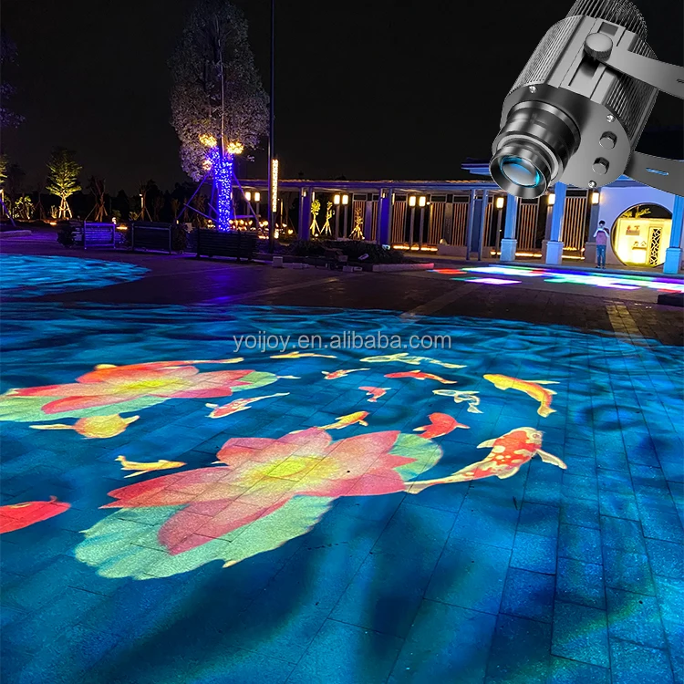 YoiJoys Gobo 300W Outdoor Waterproof IP67 Big Power Solar Sign Projector Beach Water Wave 10w Laser Light Projector Outdoor
