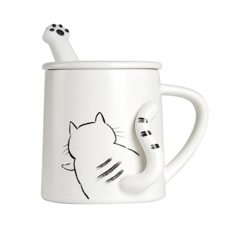 Manufacturer Custom Mug Personality Trend Ceramic with Lid Cute Creative Home Office Boy and Girl Couple High Quality Cartoon