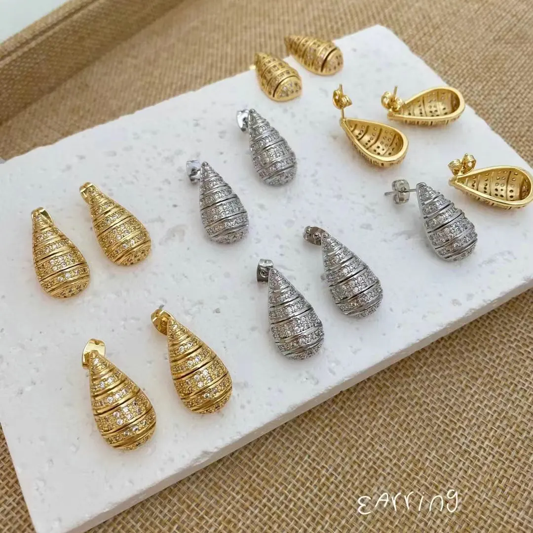 trending products 2024 new arrivals winning teardrop earring beauty CZ zirconia fashion jewelry stud earrings
