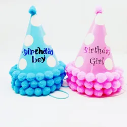 Boys and Girls Multi Colors Round Birthday Happy Hat Paper Party Hats