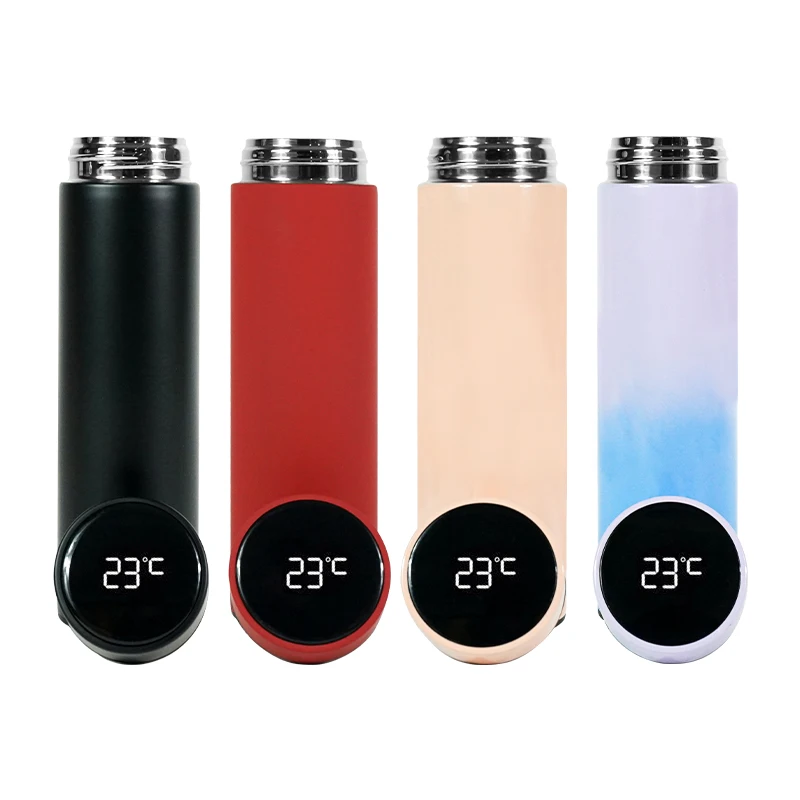 Double Wall Designer Stainless Steel Water Bottle With Led Temper Display Vaccum Flask Stainless Steel Smart Water Bottle