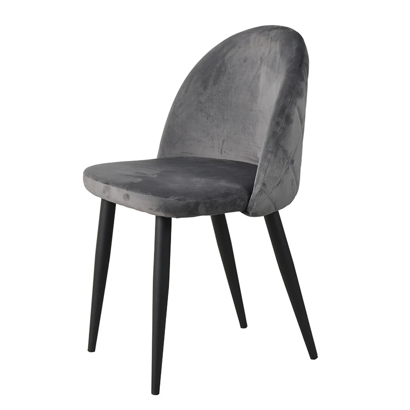 Modern blue Velvet wooden effect transfer dining chair with metal legs