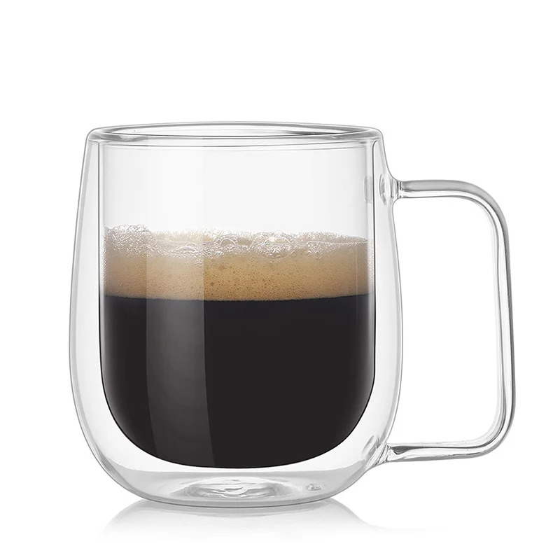 250 мл 350 большой емкости из высокачественного боросиликатного двойной стены стеклянная кофейная кружка с ручкой из термостойкого с двойными стенками Стеклянная чашка для чая