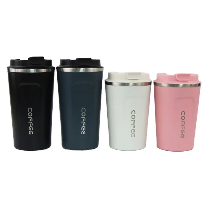 
350ml 500ml Double insulated wholesale custom reusable stainless steel travel coffee mugs cups with plastic flip lid 