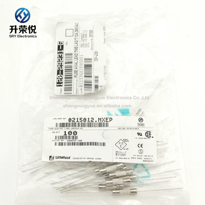 Littelfuse 0215012.MXEP керамический предохранитель T12A 250 В 5*20 мм медленный удар с осевой привести