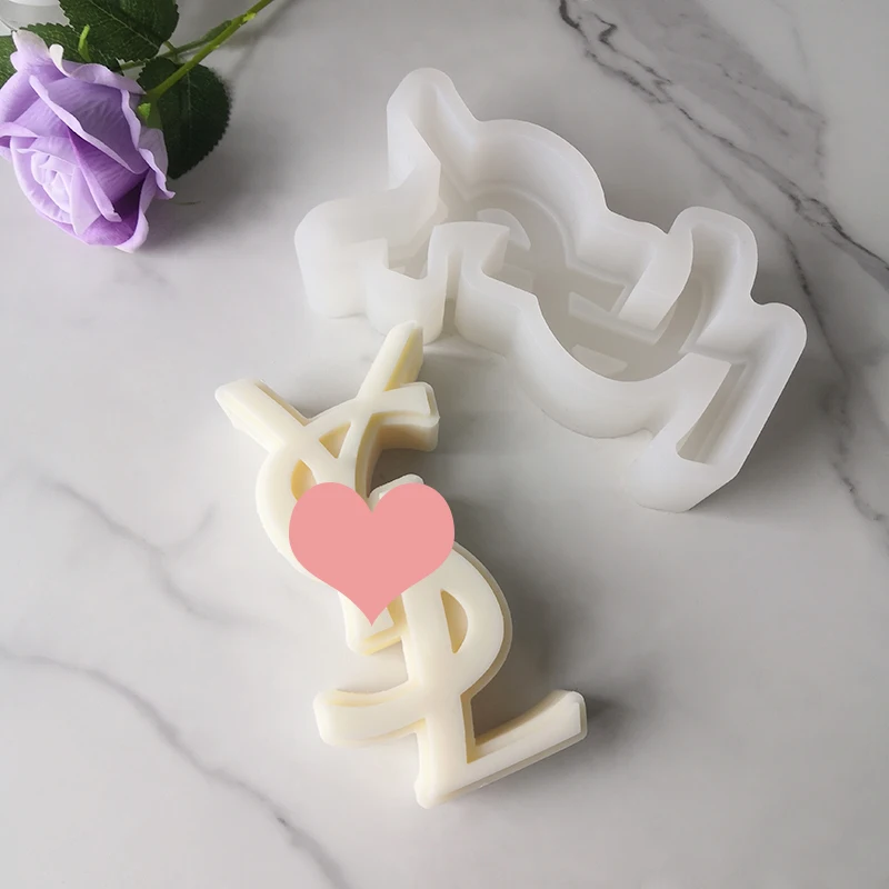 DIY Decoration Resin Crafts Casting Epoxy Resin Molds Big Letters Luxury Brand Logo candle mold silicone rubber