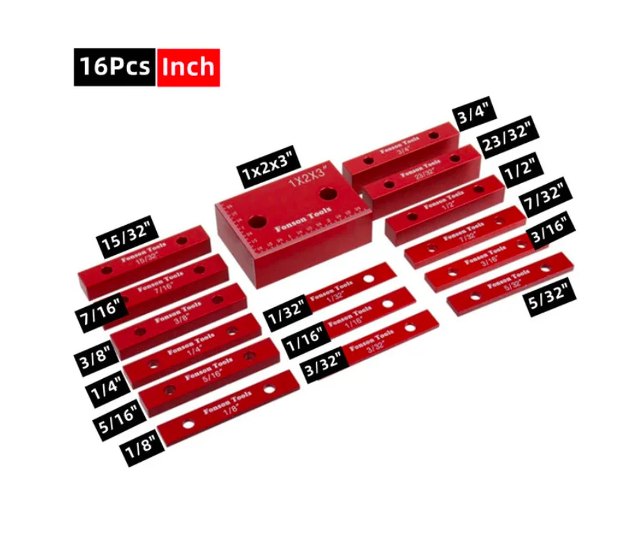 L-HT20 15pcs/7pcs inch Setup Blocks Height Gauge Set Precision Aluminum Setup Bars Router and Table Saws Woodworking Set Up