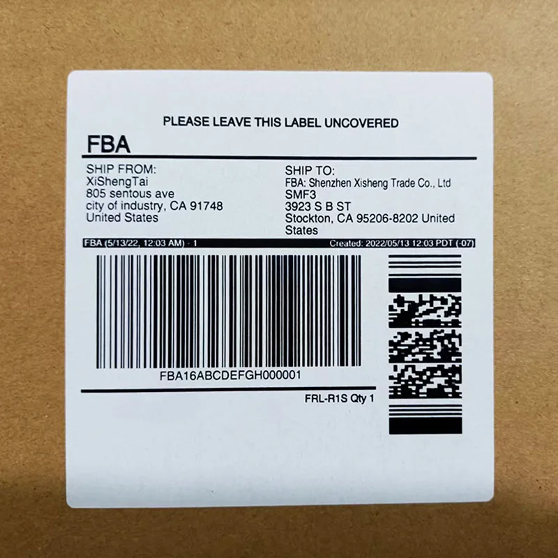 logistics label sku identification sticker tagging barcode tracking QR code FBA outer box packaging label sticker printing