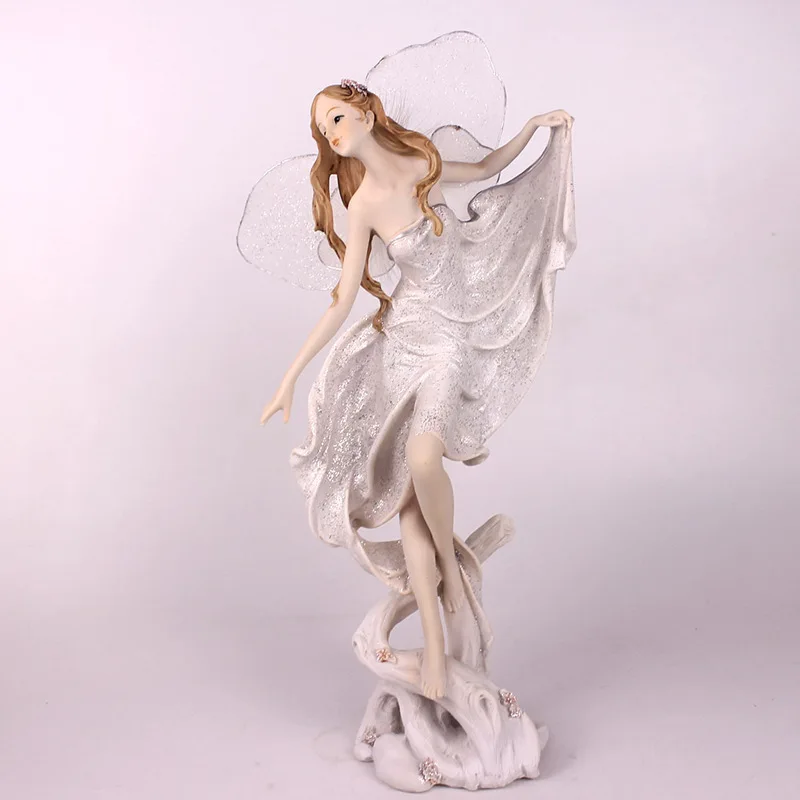 Factory supplier fancy fairy garden accessories outdoor floral decoration polyresin dancing girl fairy figurine sculpture