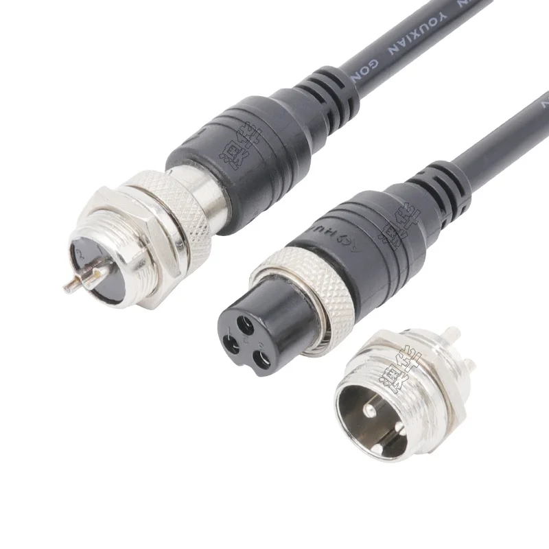 Universal electrical male female socket GX16 Aviation connector 2 core 1.0mm sqm electrical wire plug led connector