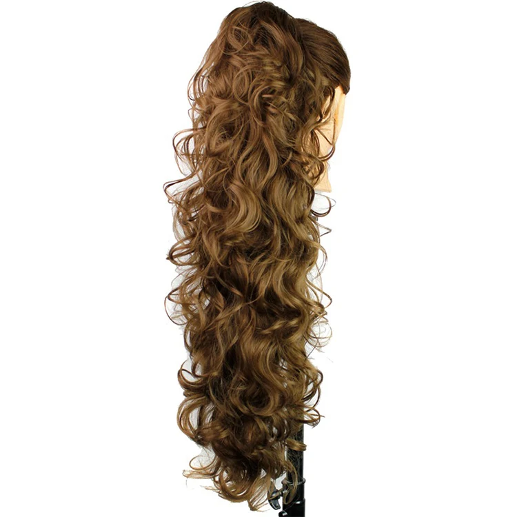  High Temperature Fiber Synthetic Afriacan Women Long Loose Wave Curly Claw Clip In Ponytail Hair Wigs