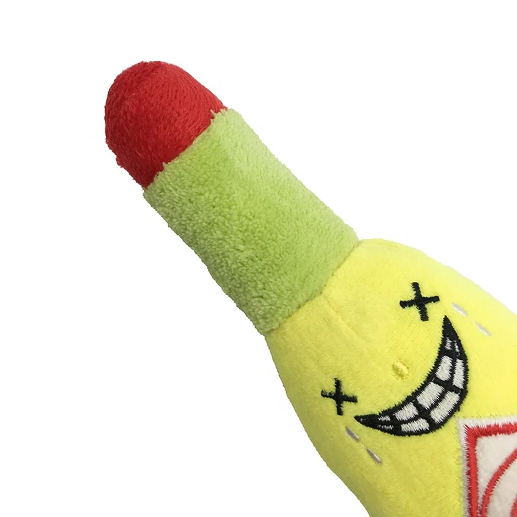 Plush Dog Pet Toys Stuffed Soft Popular Drink Bottle Beer Plush Dog Toy with Squeaky