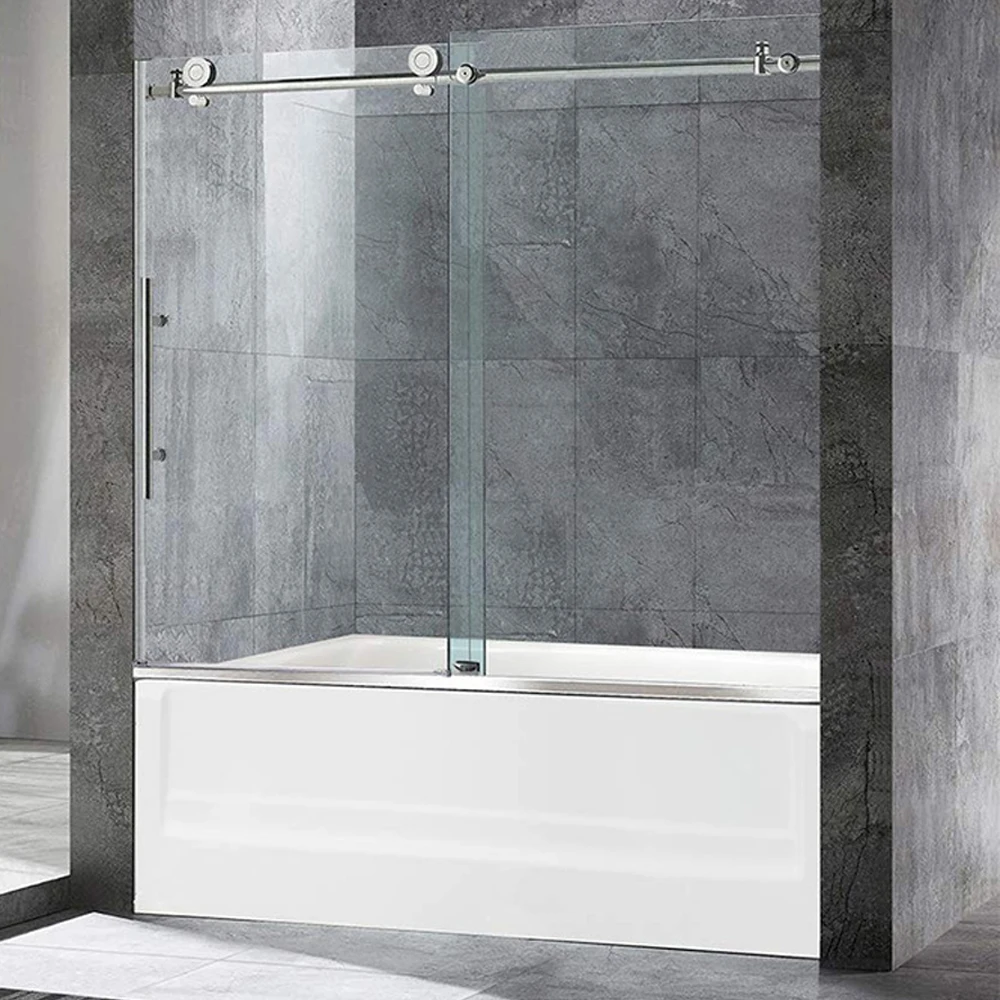 Factory Wholesale Customized Tempered Glass Partition Shower Room Simple Bathtub Screen Door Bathroom Glass Screen