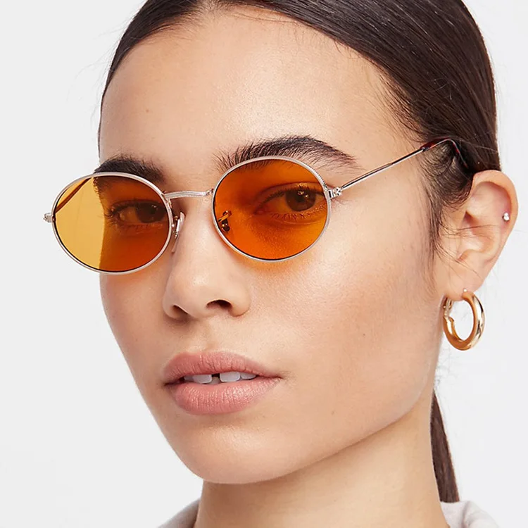 new small oval sunglasses retro fashion sunglasses trend cross-border glasses men and women metal Sunglasses