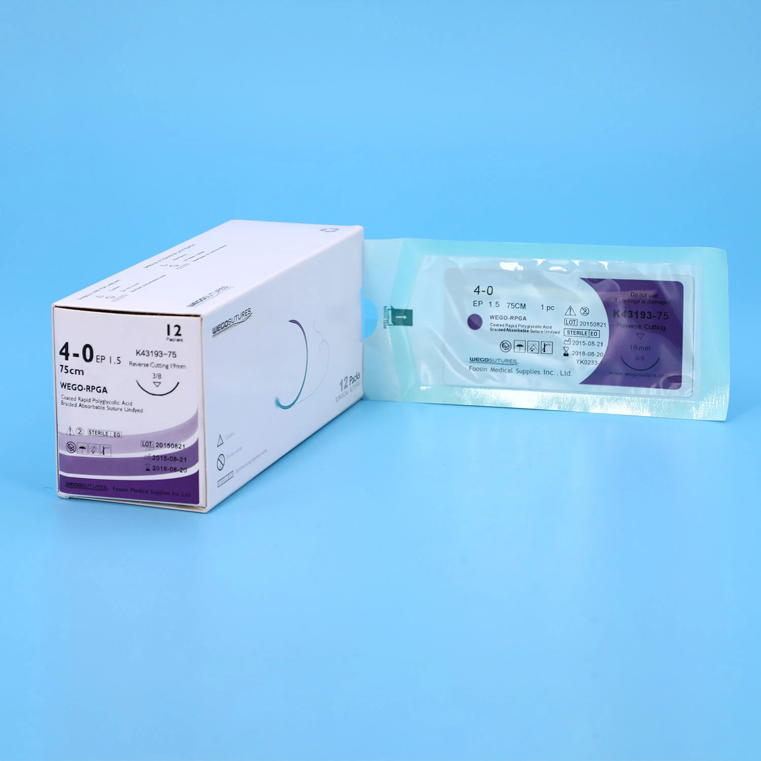 Wego CE/ISO Certification 100%polyglycolic acid Absorbable Surgical Medical Suture With Needle PGA PDO PGCL