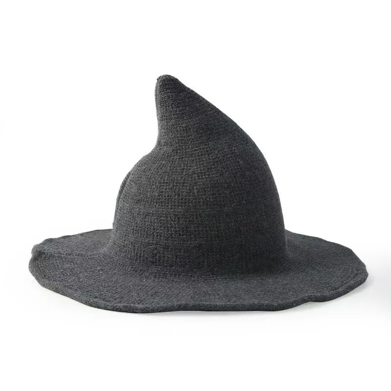 Wool wizard hat popular style Halloween witch hat cross-border all-match big brim knitted personality all-match wizard Hats