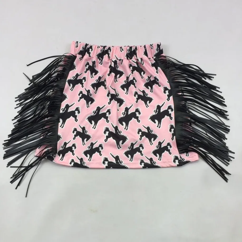  LZ2020 Wholesale New Kids Skirts Baby Girls Fringe For Summer cow printing Short skirts