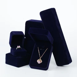 Wholesale Custom Logo Black Luxury Flannel Velvet Bangle Bracelet Gift Necklace Earring Ring Jewellery Jewelry Packaging Box For