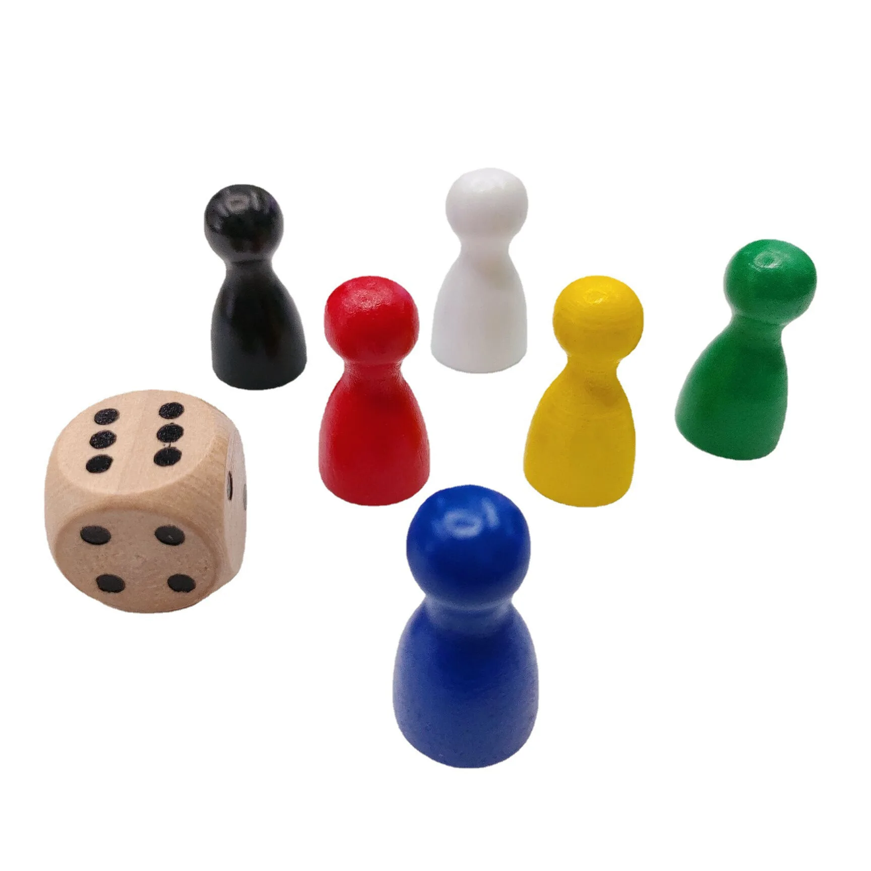 Customized Colorful Painted Wooden Chess creative 12*25mm Humanoid pieces board game accessories Dice chess set for children CE
