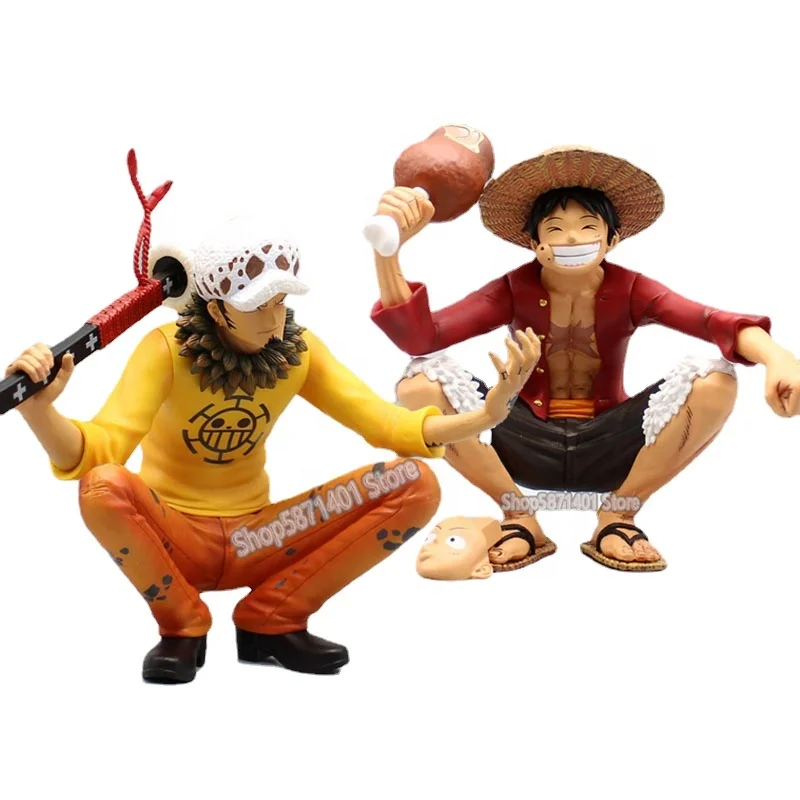 Одна Фигура по кусочкам ест мясо Luffy Trafalgar D Water Law Action Figure Monkey D. Луффи аниме 15 см ПВХ модель игрушки для детей подарок