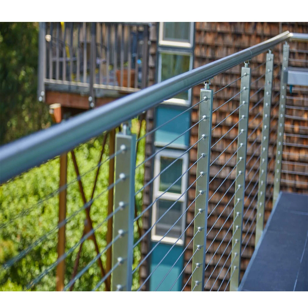 Outside Modern Side Mounted Cable Railing Vertical Wire Systems Stair Stainless Steel Rope Cable Railing Balustrade Handrail
