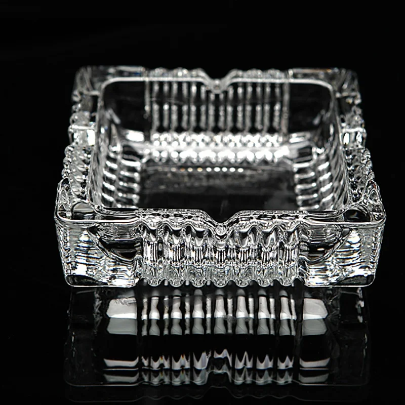 Wholesale Custom Design Logo Ash Tray Smokeless Square Pocket Glass Cigar Ashtray