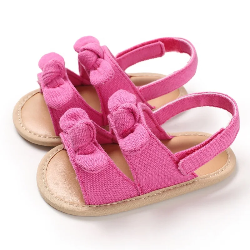 EVERTOP new pretty design beautiful cotton bow upper soft baby girl summer sandals shoes