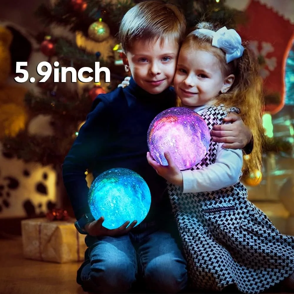 BRIGHTWORLD Moon Lamp 5.9 inch 16 Colors LED 3D Moon Light Remote & Touch Control Lava Lamp