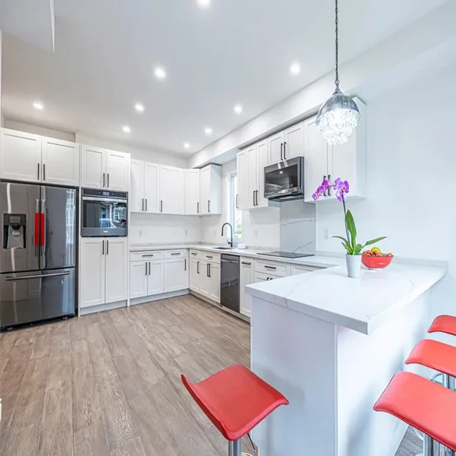 Wholesale cupboard American style morden kitchen cabinets set Install effect chart