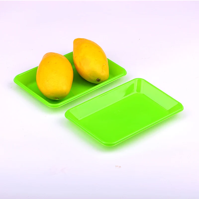 Colorful Disposable Plastic Food Packaging Flat Tray For Fruit Vegetable And Meat