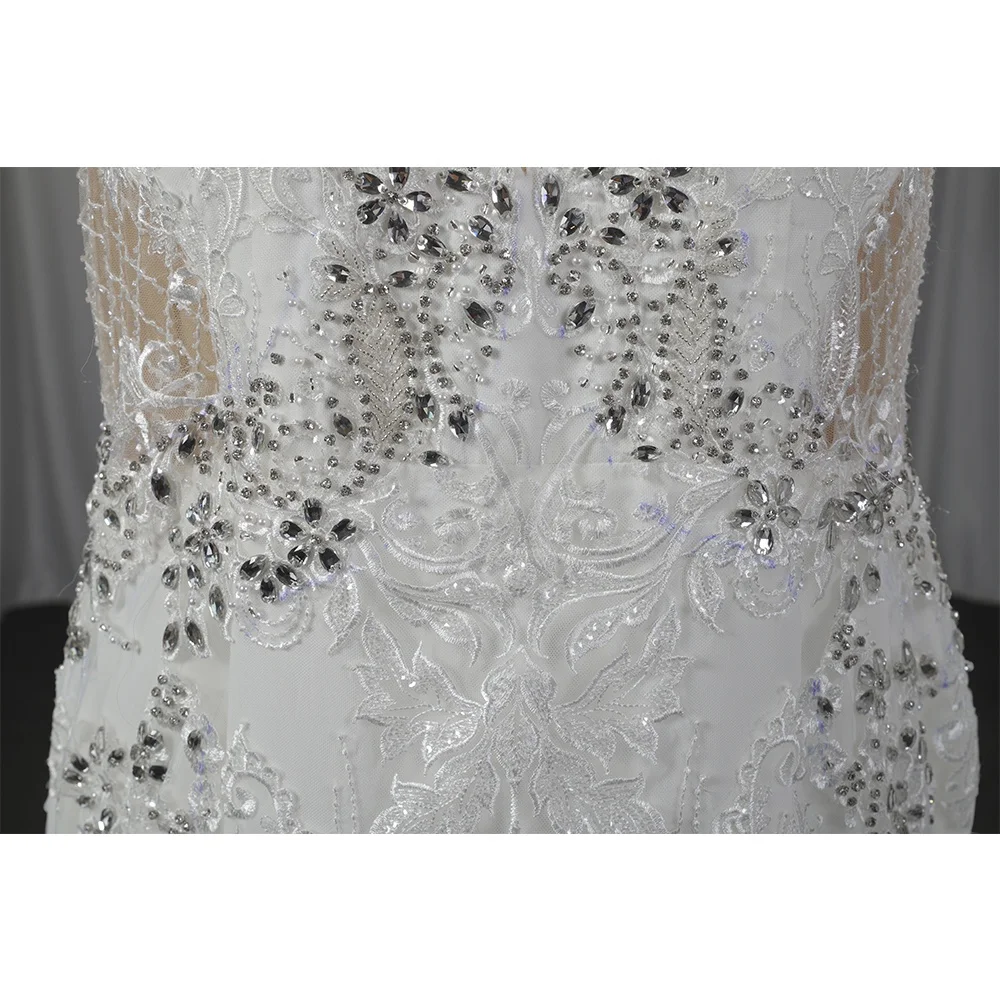 Luxury heavy stones beaded lace applique mermaid wedding dress bridal gown bride to be custom made