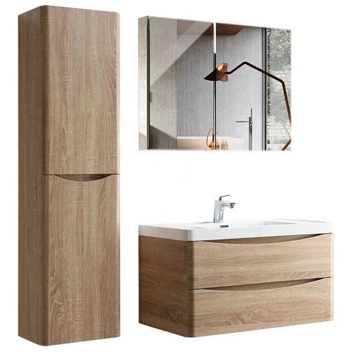 Manufacturer Bath Toilet Furniture Bathroom Vanity Cabinets Custom Wood Grain Bathroom Cabinet With Multiple Drawers And Mirrors