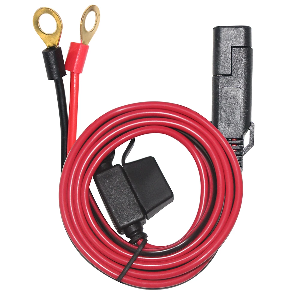 12V-24V Connection Cord 2 Pin SAE to Ring Terminal with fuse housing Battery Charging Cable for Automotive
