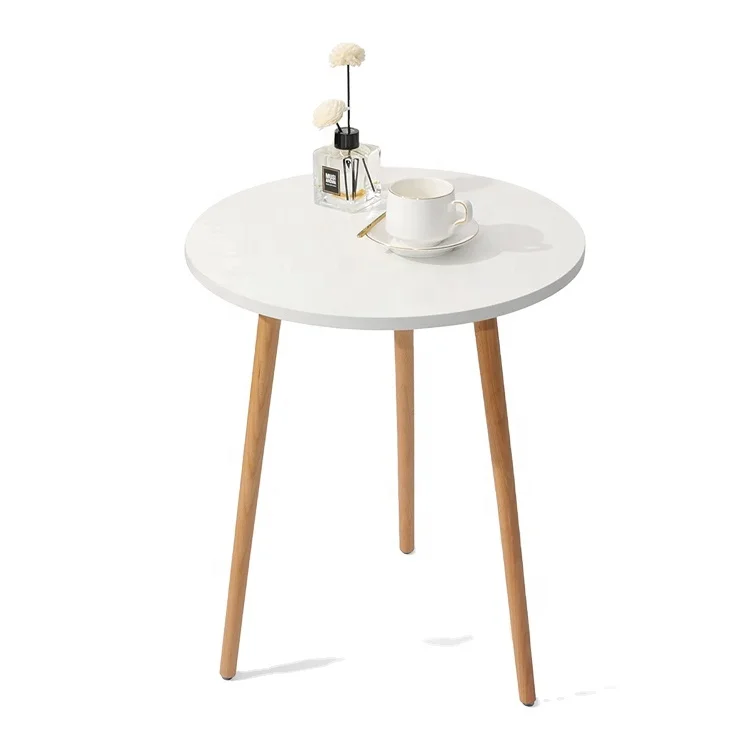 
Ready To Assemble Table Simple Style White Color Table With 3 Solid Wood Legs MFC Board Coffee Table 
