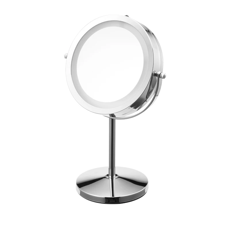 Chrome 17cm Diameter Round 1X 5X Magnification Vanity Mirror Led Light Makeup Mirror
