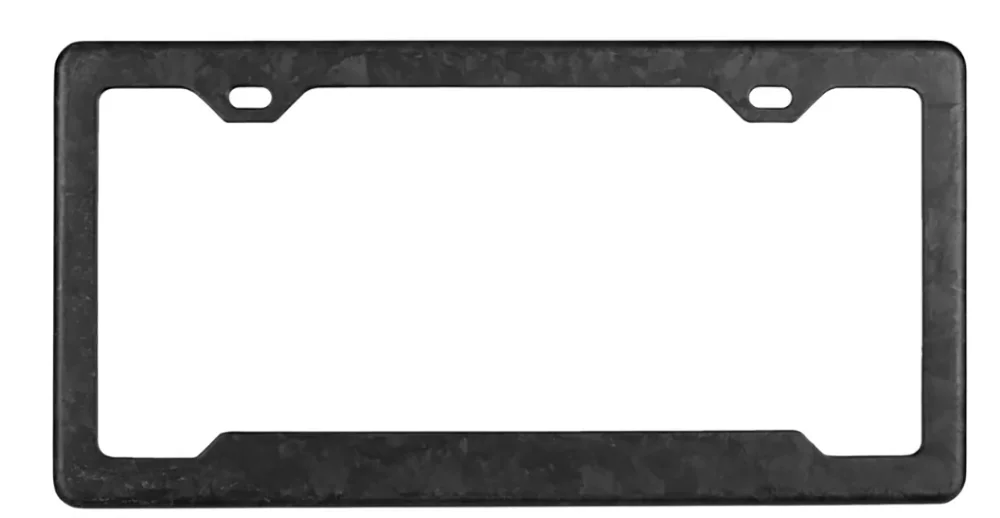 USA And Canada Size Low MOQ 1 Piece  Forged Carbon Fiber License Plate Frame - 2 Holes Angled Bottom - Gloss Finish