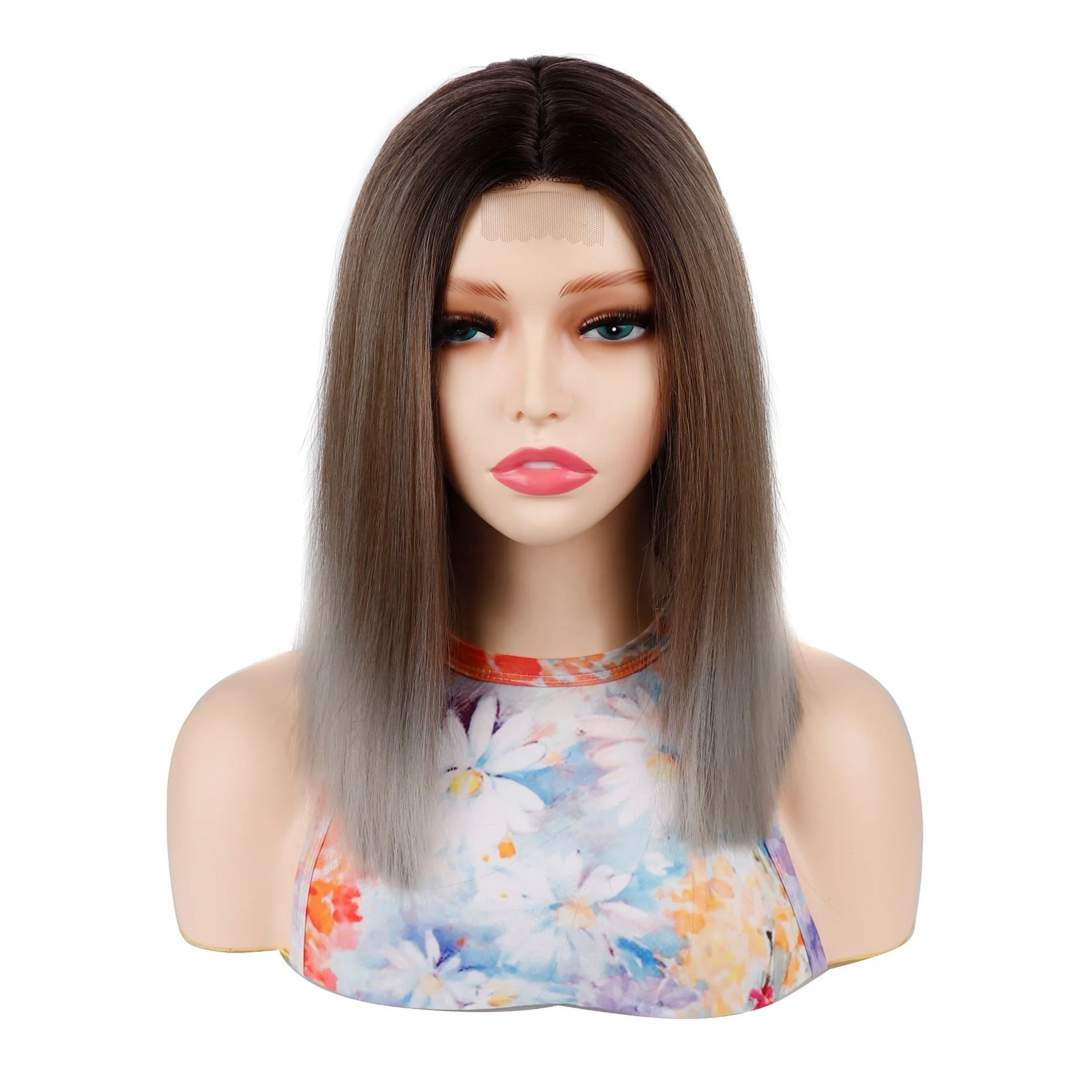 Front Synthetic Wigs Short Colored Bob Synthetic Fibre Wigs Wholesale High Quality Lace Synthetic Hair Support Average Size 1pcs