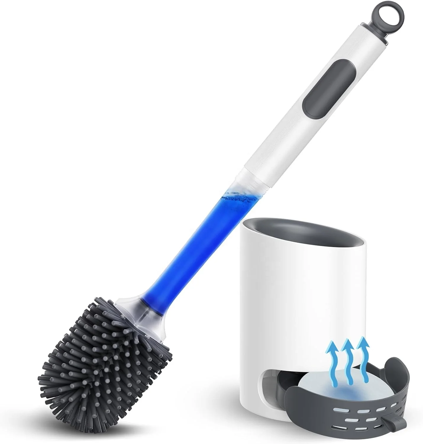 Smart Silicone Toilet Brush Set with Absorbent Base and Diatomaceous Earth Mat, Wall Mounted Toilet Brush