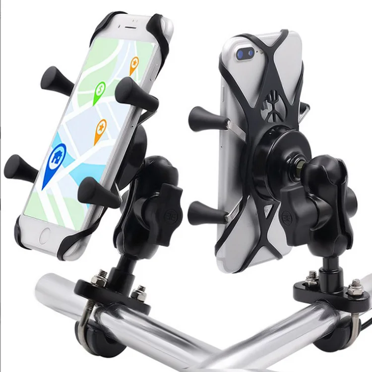 Motorcycle Mobile Phone Holder With USB Charger Motorbike Bike Handlebar Stand Mount Bracket