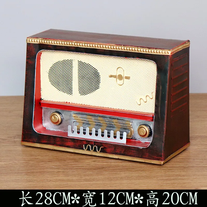 Металлическая винтажная ТВ-машинка радиомодель металлическая железная Ремесленная модель реквизит для фотосъемки бара кофейни металлические комнатные украшения