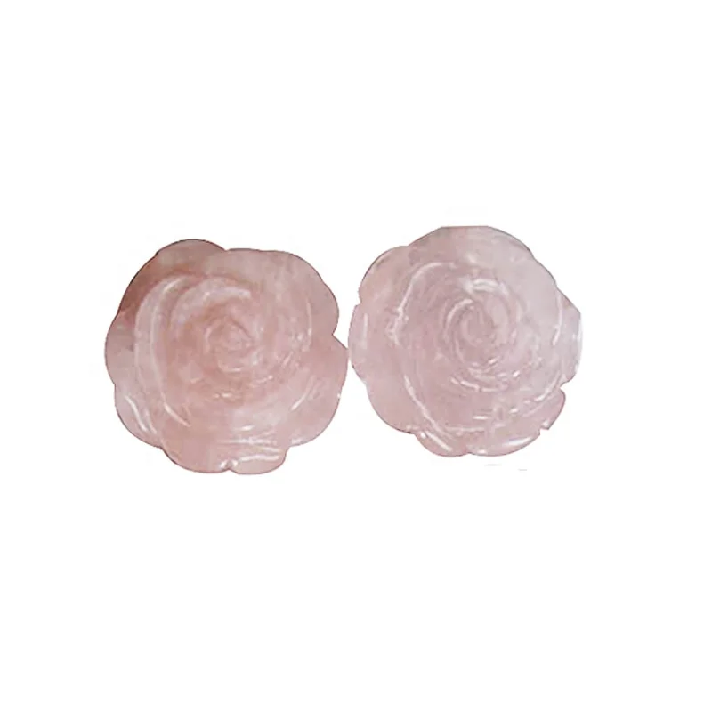 Rose Quartz Stone Flower Carvings Loose Gemstone Beads