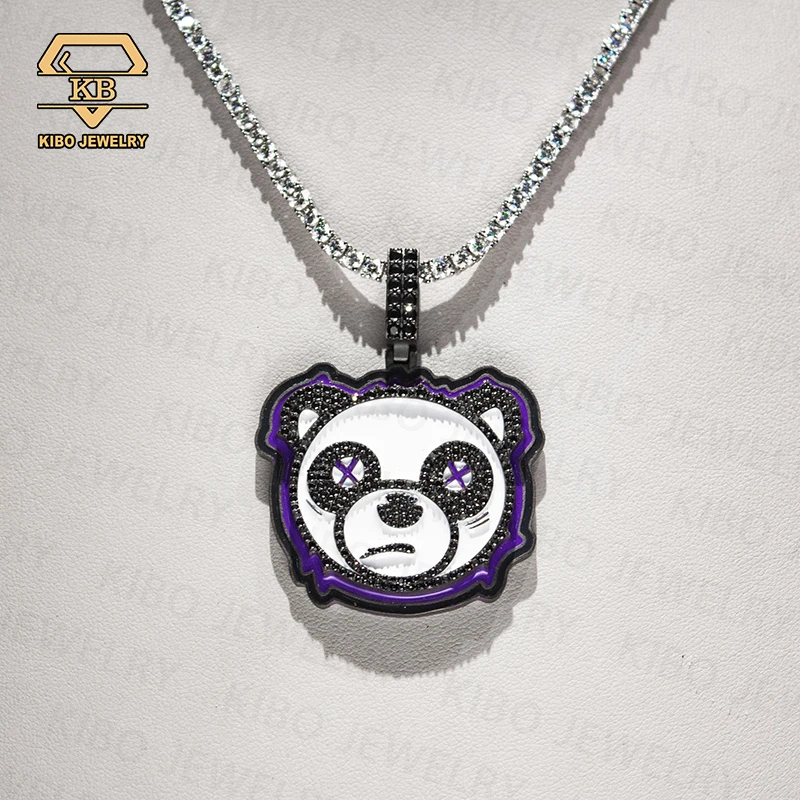 Personalized Rapper Jewelry Iced out Custom Bear Pendant 925 silver Moissanite Hip hop Pendant Necklace