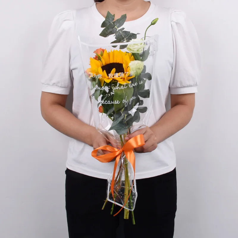 Florist packaging Material Clear OPP rose bouquet sleeves waterproof transparent flower bags