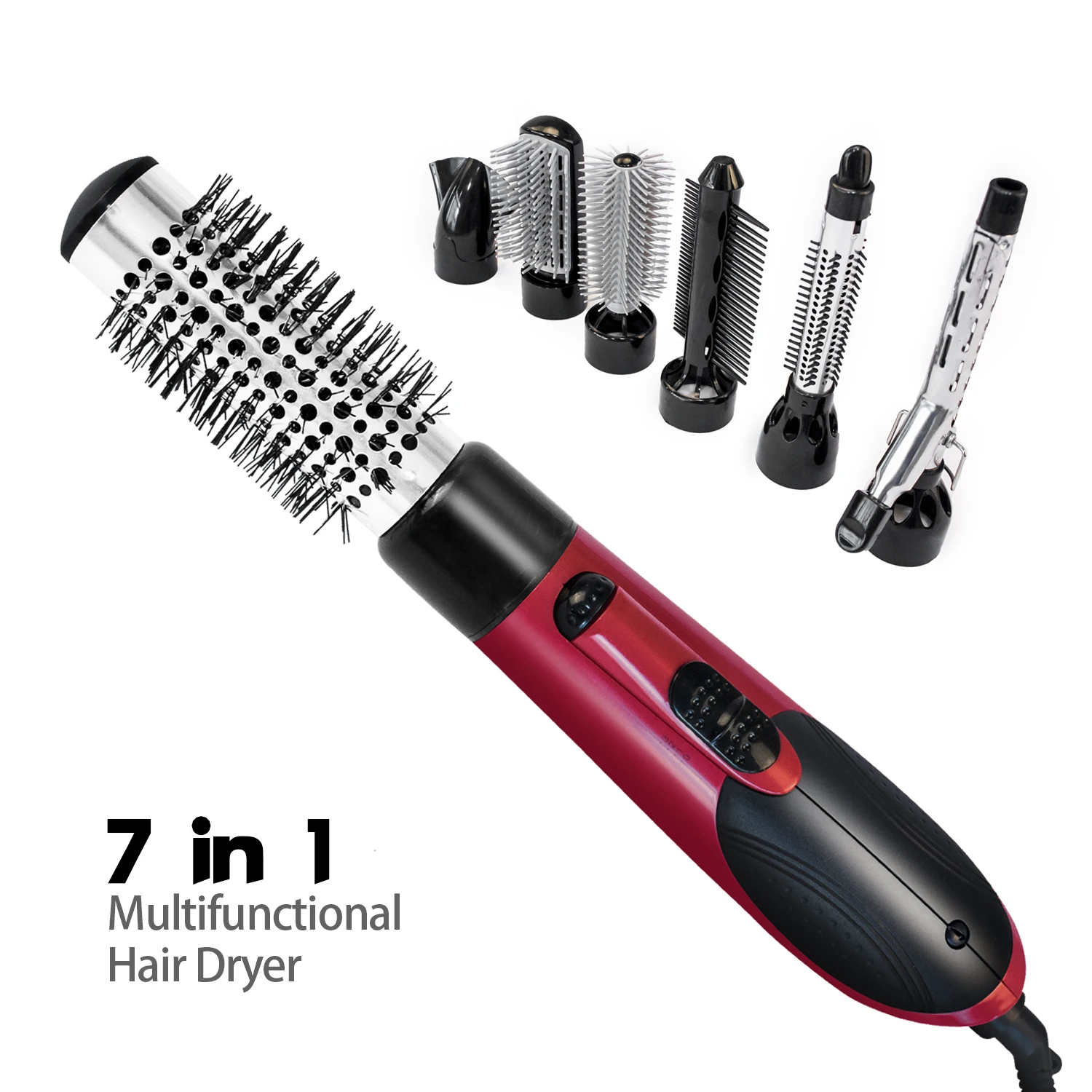 7 In 1 Interchangeable Detachable Rotating Hot Air Brush Multifunctional Hot Hair Dryer Tool