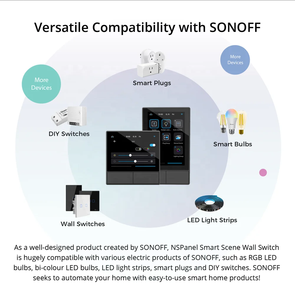 US EU SONOFF NSPanel Smart Scene Wall Switch Control Center Integrated HMI Touch Screen Support Alexa Alice Google Assistant