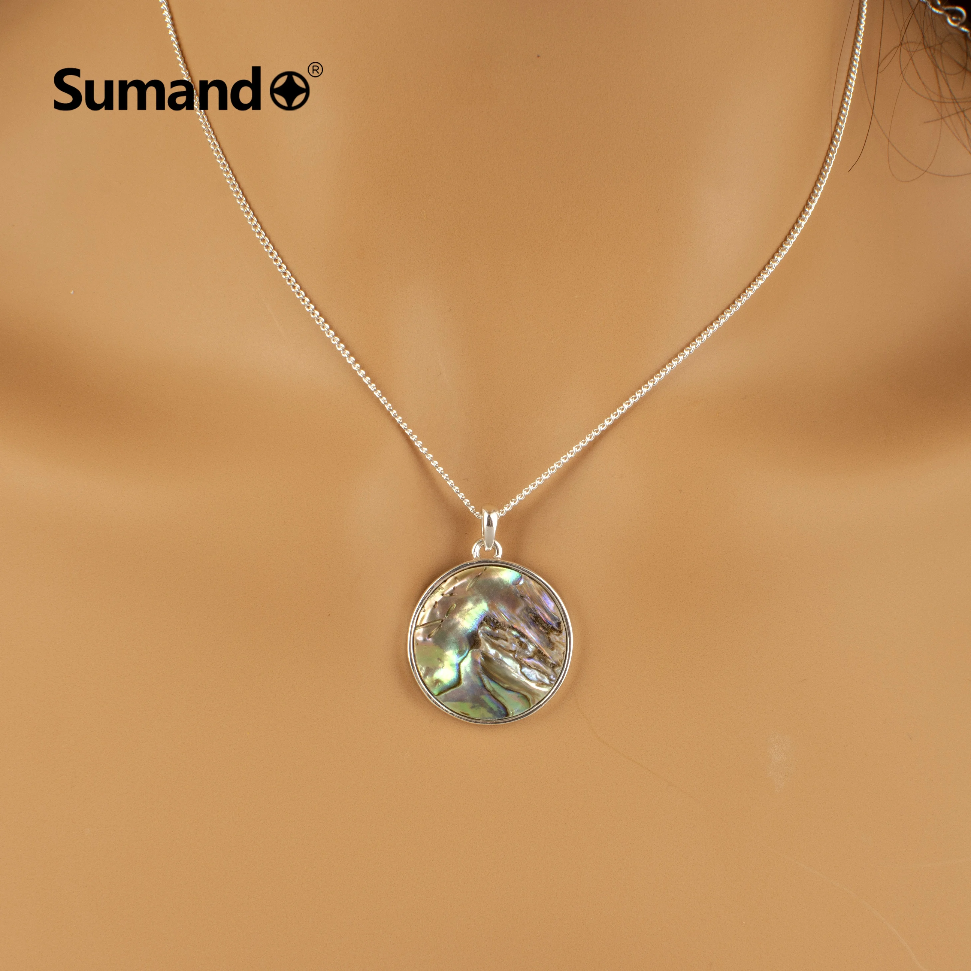 Sumando fashionable crystal tree of life choker abalone shell pendant necklace