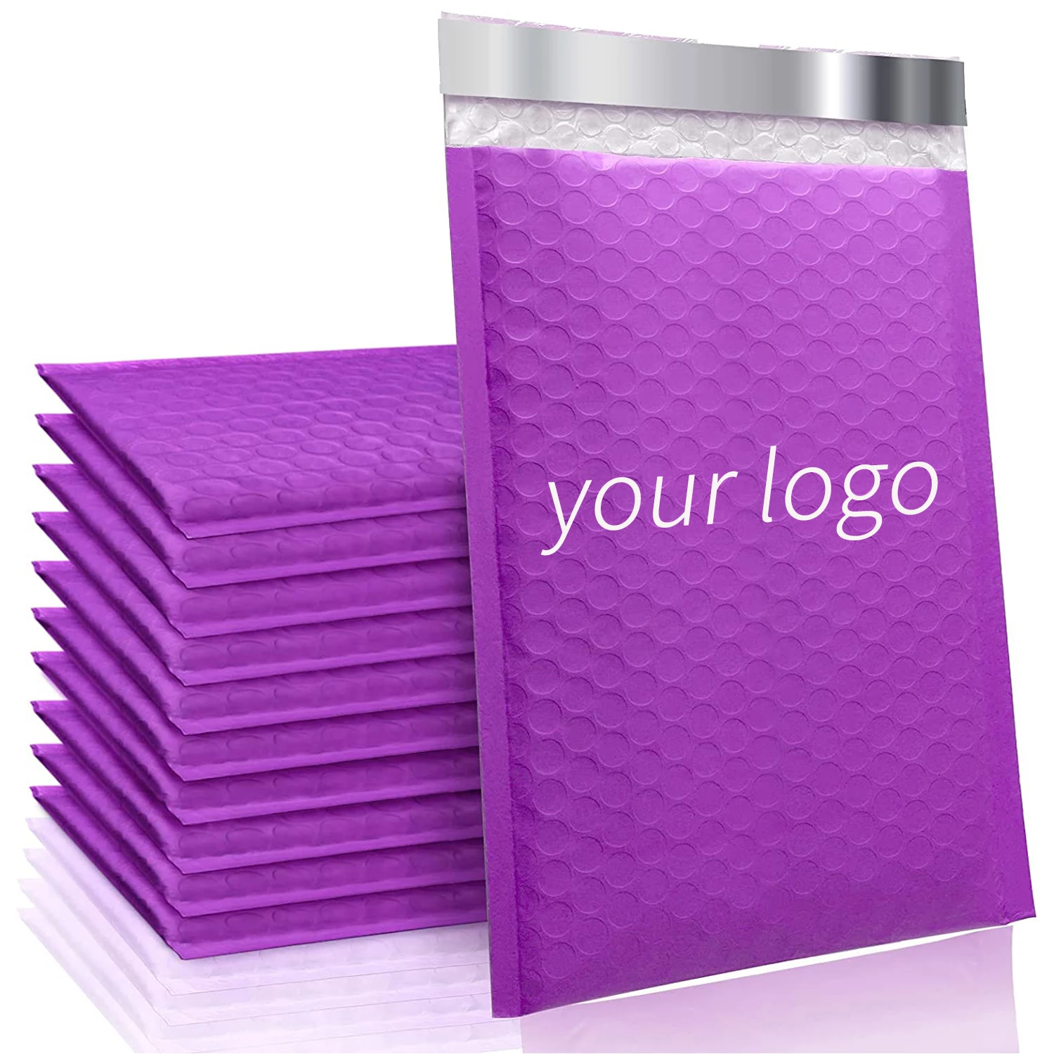 Custom 4X8 6X10 PolyMailer Bubble Bag Padded Shipping Envelope Coffee Silver Rose Gold Matte Metallic Bubble Mailers With Logo