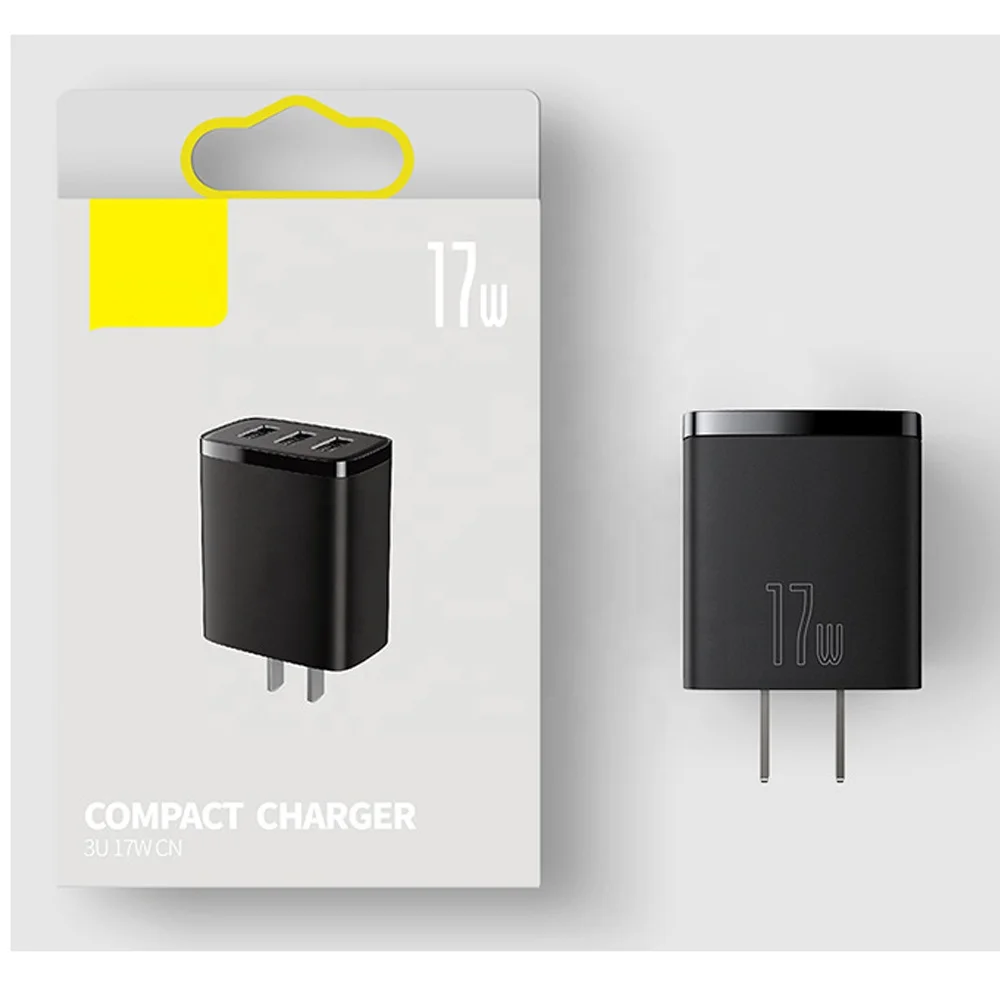 17W 5V2A Power Adapter New Mini Charger British Standard 3 USB Ports Phone Charger For Baseus