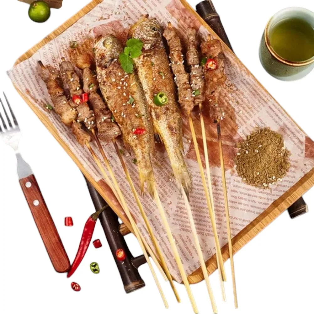 100PCS Pack Natural BBQ Bamboo Skewer Stick 12 Inches Disposable Round 4mm Diameter