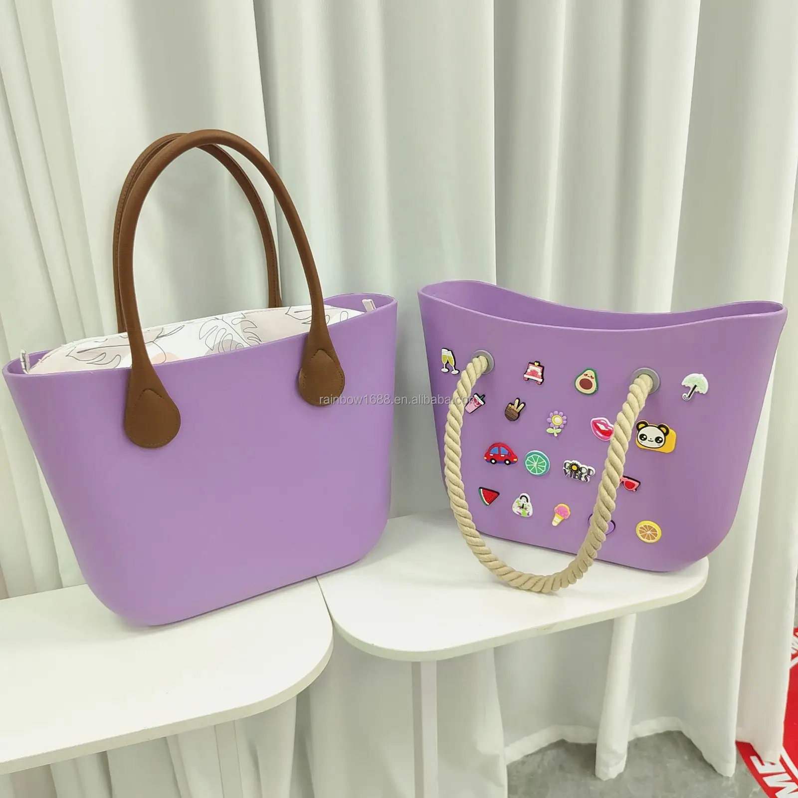 Candy Color Basket Handbags Luxury Hollow EVA Beach Bag Designer Brands Shopper Bags for Women 2024 Clear Purses Tote